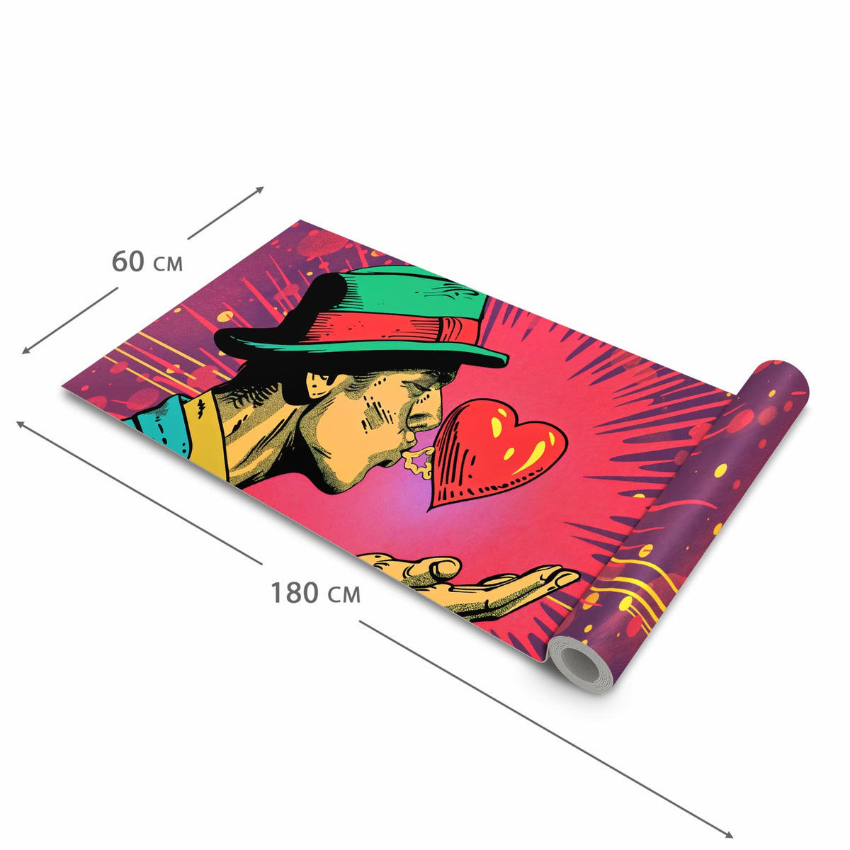 Feuchtigkeitsresistenter Bodenläufer mit Motiv Kuss der Liebe in der Grösse 80x200 cm