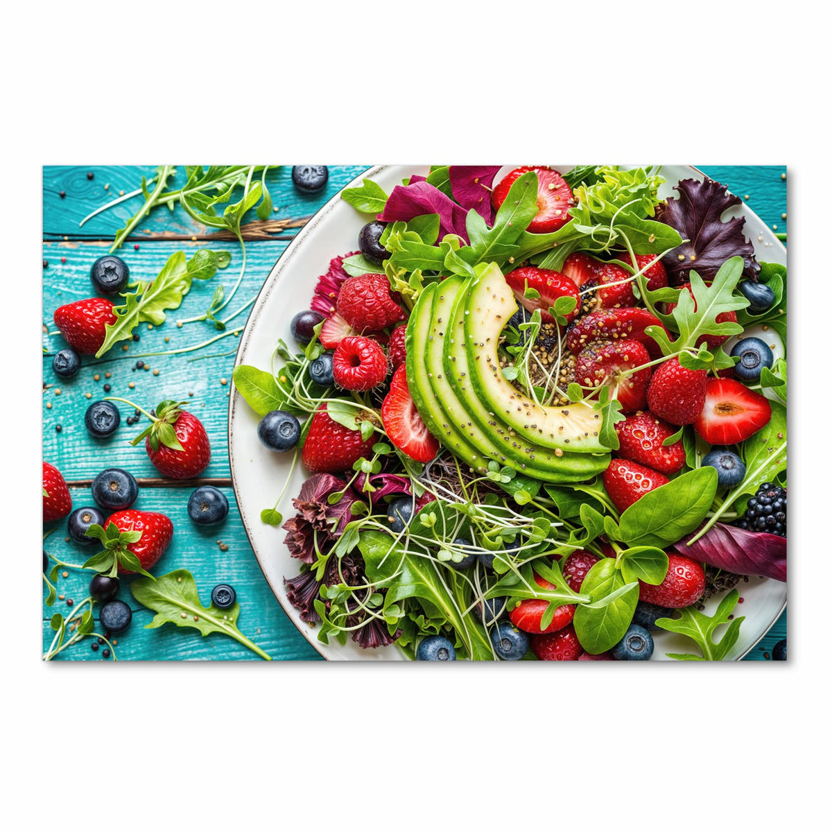 Rutschfester Küchenteppich mit Motiv Salat von Gesunder in Frontansicht, abwaschbar