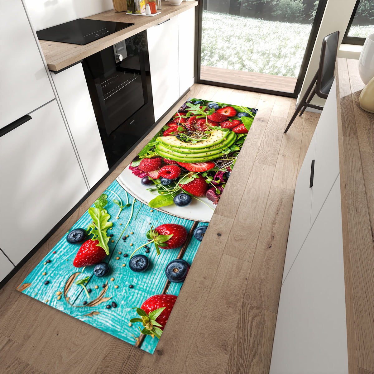 Küchenteppich mit Motiv Salat von Gesunder für angenehme Haptik in moderner Küche