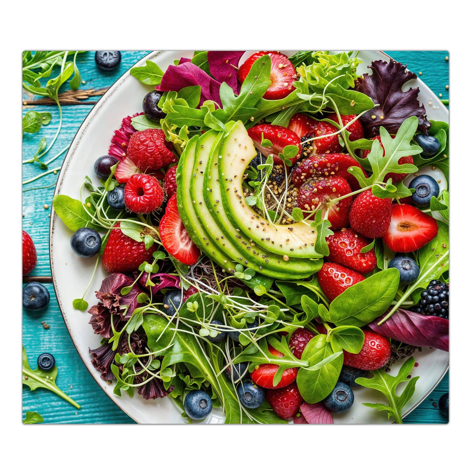 1-teilige Glasabdeckplatte für Ceranfeld mit Gesunder Salat Bowl-Motiv in der Frontansicht #grösse_1-Teilig (60x52cm)