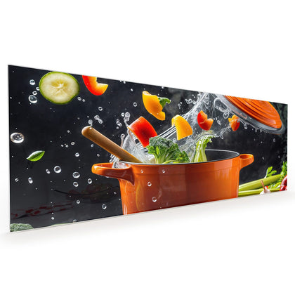 Küchenrückwand mit dem Motiv Oranger Topf mit Gemüse