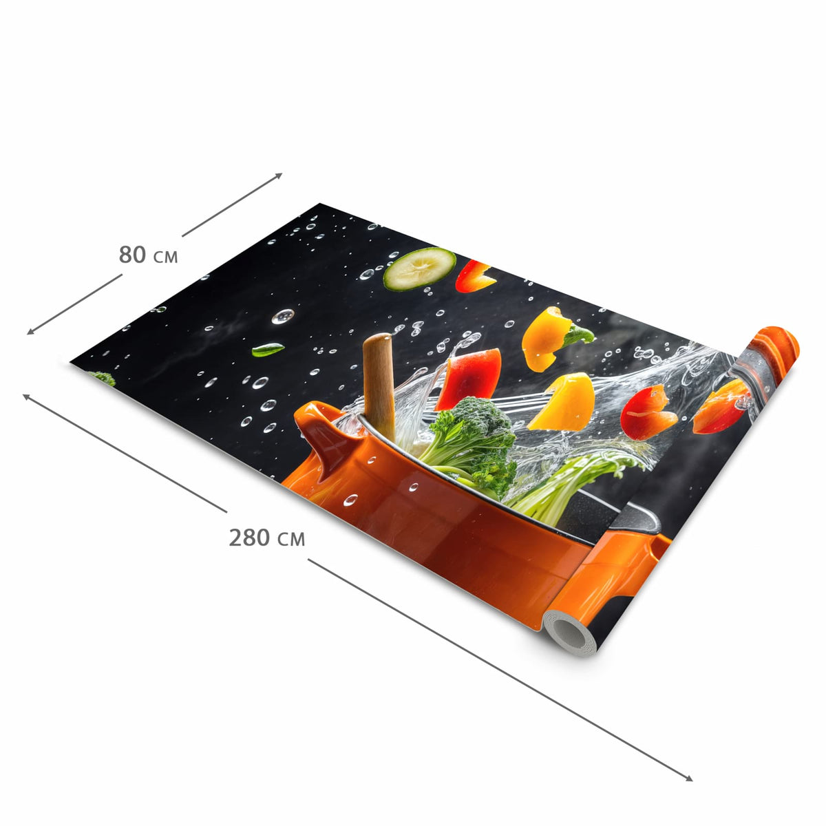 Abriebfester Läufer Küche mit Motiv Kochtopf mit Gemüse in der Grösse 60x90 cm