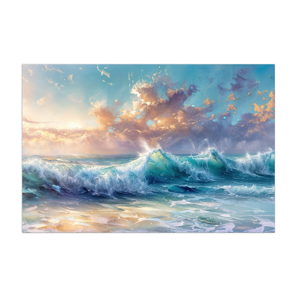 Küchenrückwand aus Glas Schäumende Wellen im Hochformat, Motiv bildfüllend von vorn
