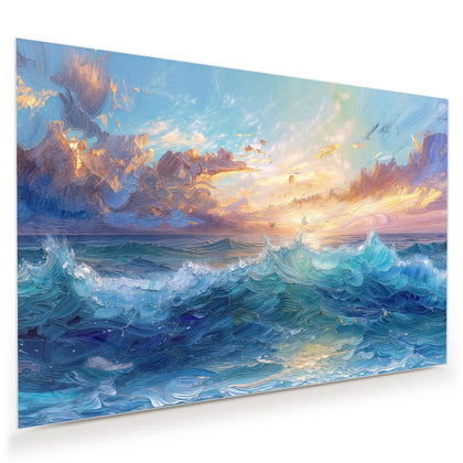 Wandbild mit dem Motiv Wellen in Ölfarben