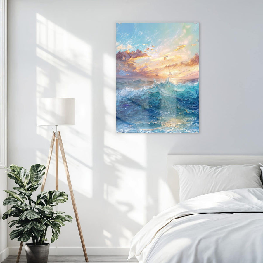 Maße Wandbild - Wellen in Ölfarben - Hochformat