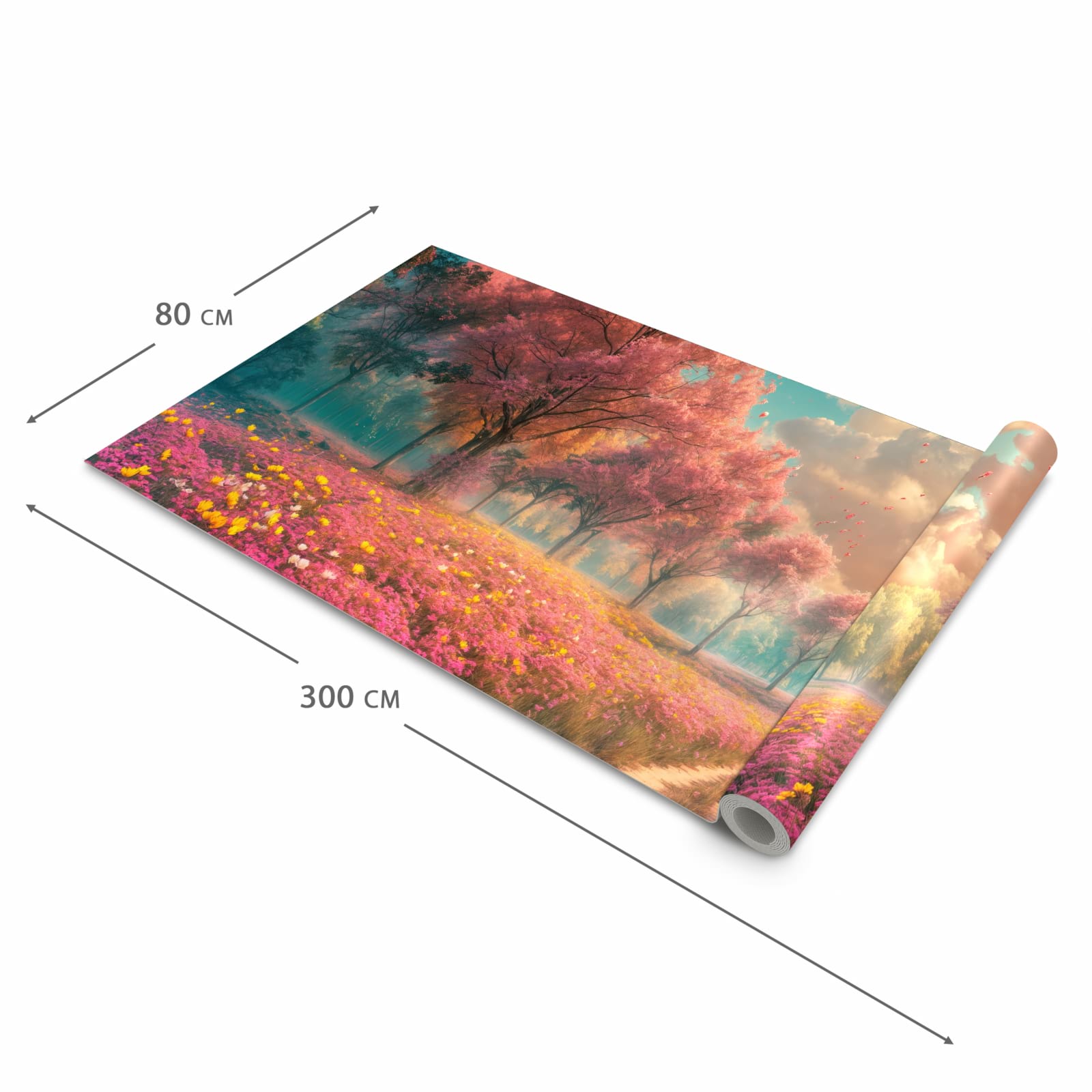 Schmutzabweisender Küchenvorleger mit Motiv Blühender Weg in der Größe 60x270 cm