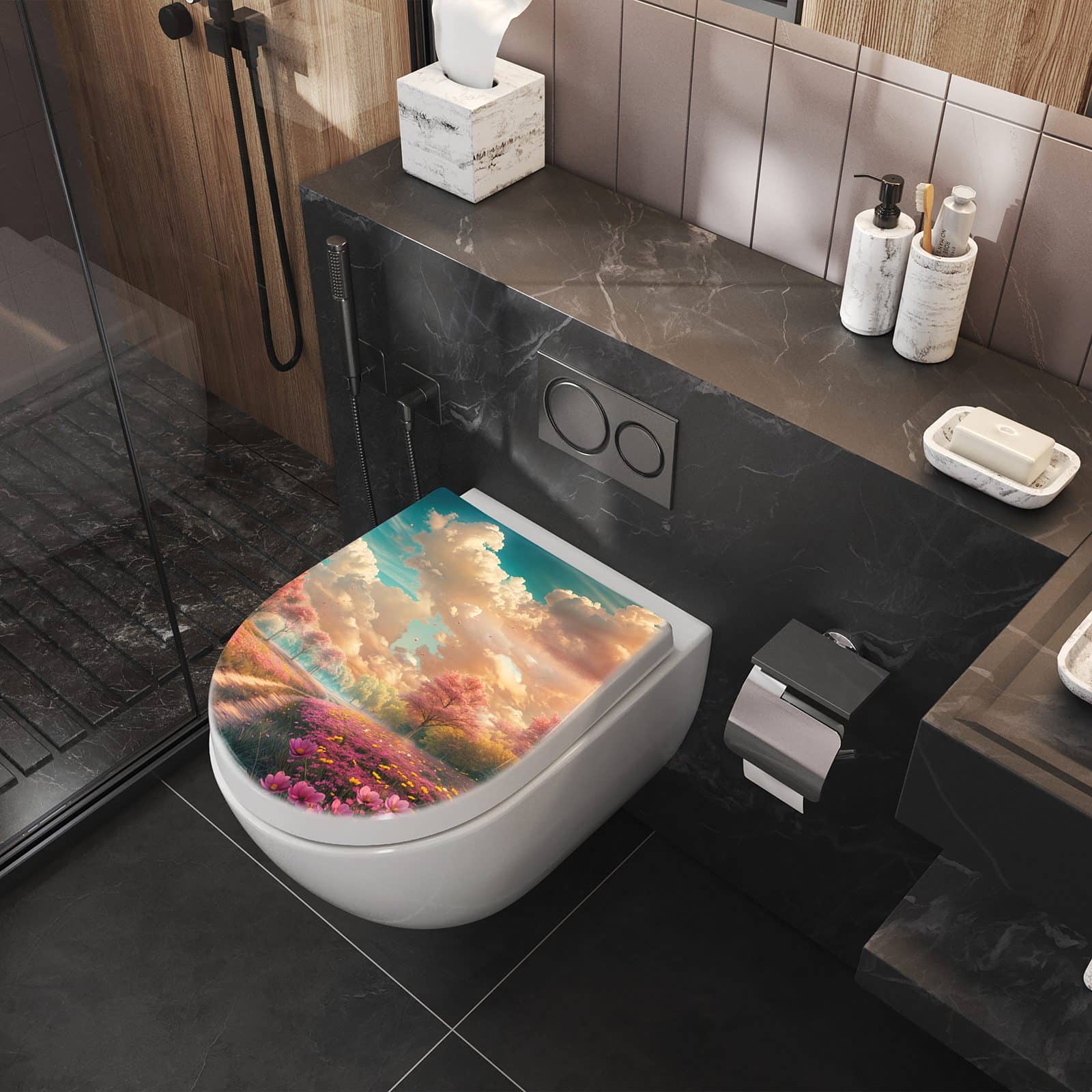 WC-Sitz mit Absenkautomatik Blühender Weg