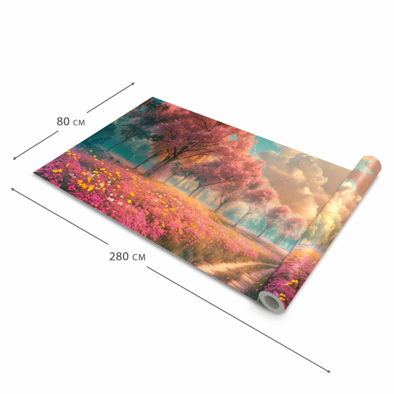 Fleckenresistenter Küchenläufer mit Motiv Blühender Weg in der Grösse 60x270 cm