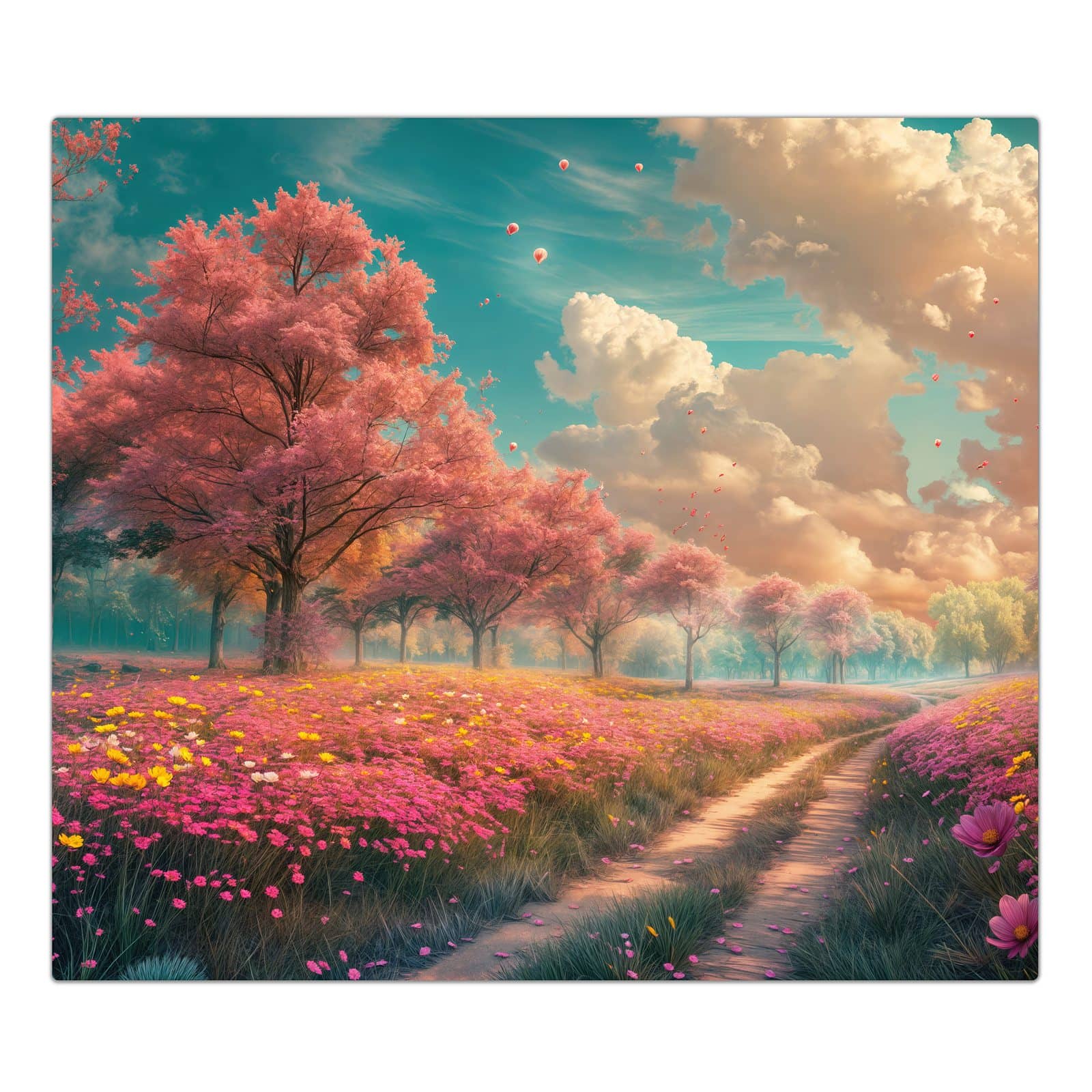 1-teilige Abdeckplatten für Ceranfeld mit Blühender Weg-Motiv in der Frontansicht #grösse_1-Teilig (60x52cm)