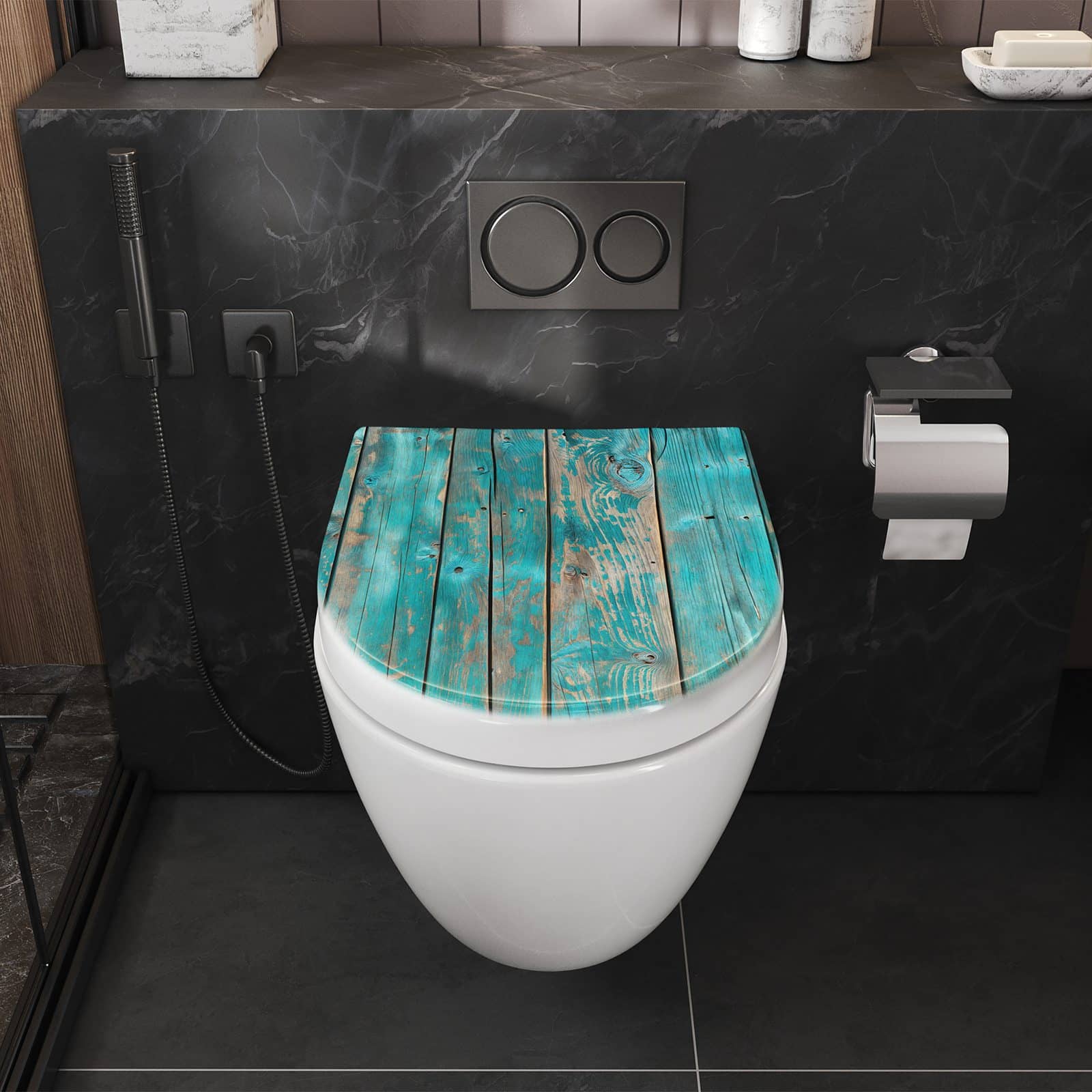 WC-Sitz mit Absenkautomatik Vintage Holz Bretter