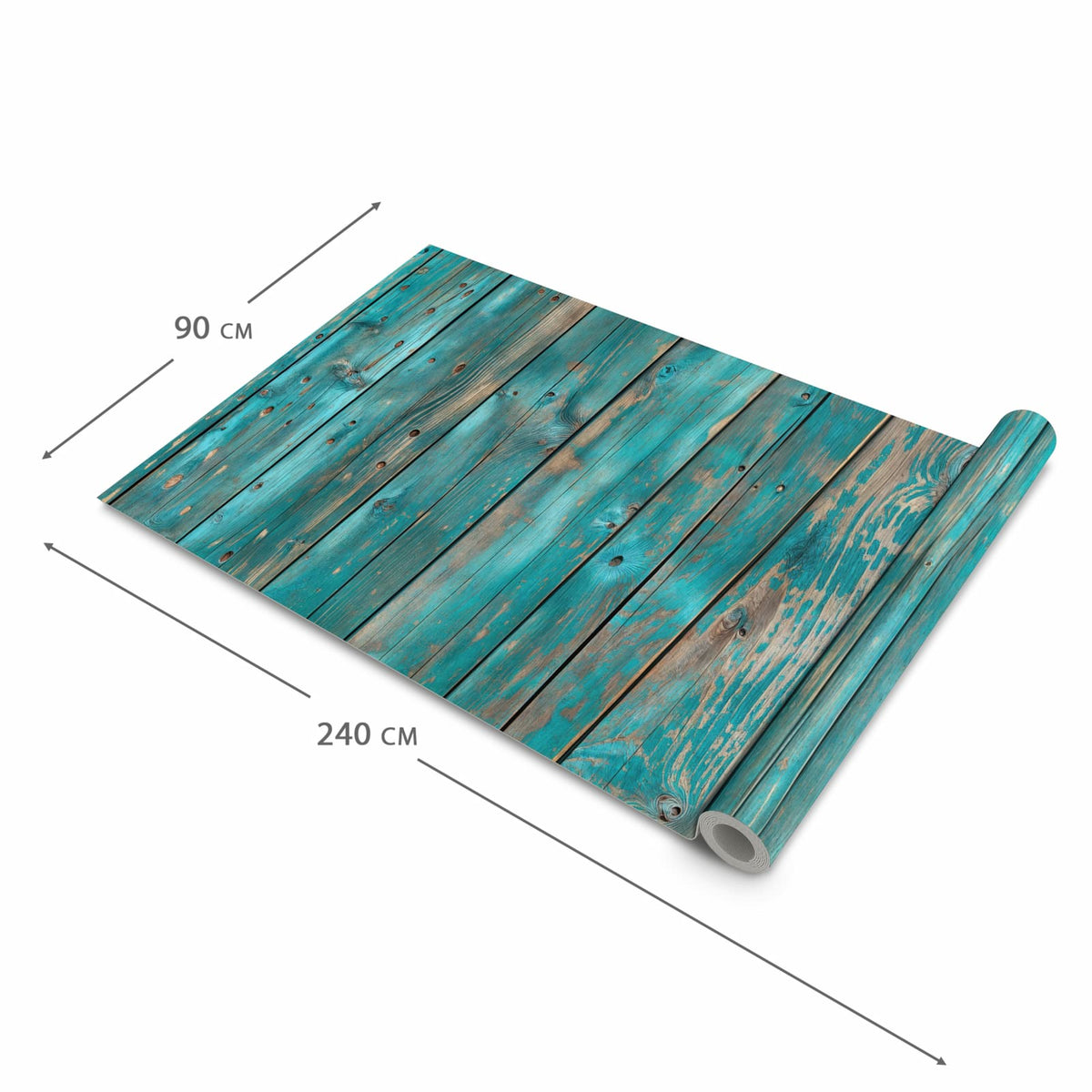 Bodenschonender Küchenteppich mit Motiv Vintage Holz Bretter in der Grösse 60x270 cm