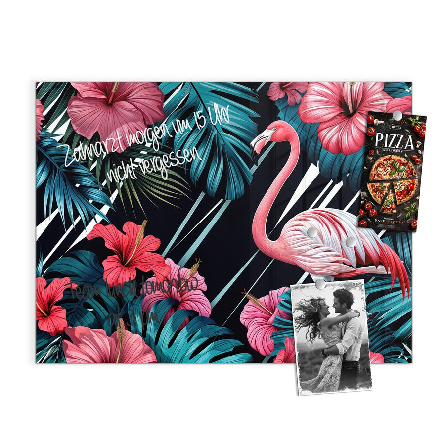 Maße Magnettafel - Flamingo auf Schwarz