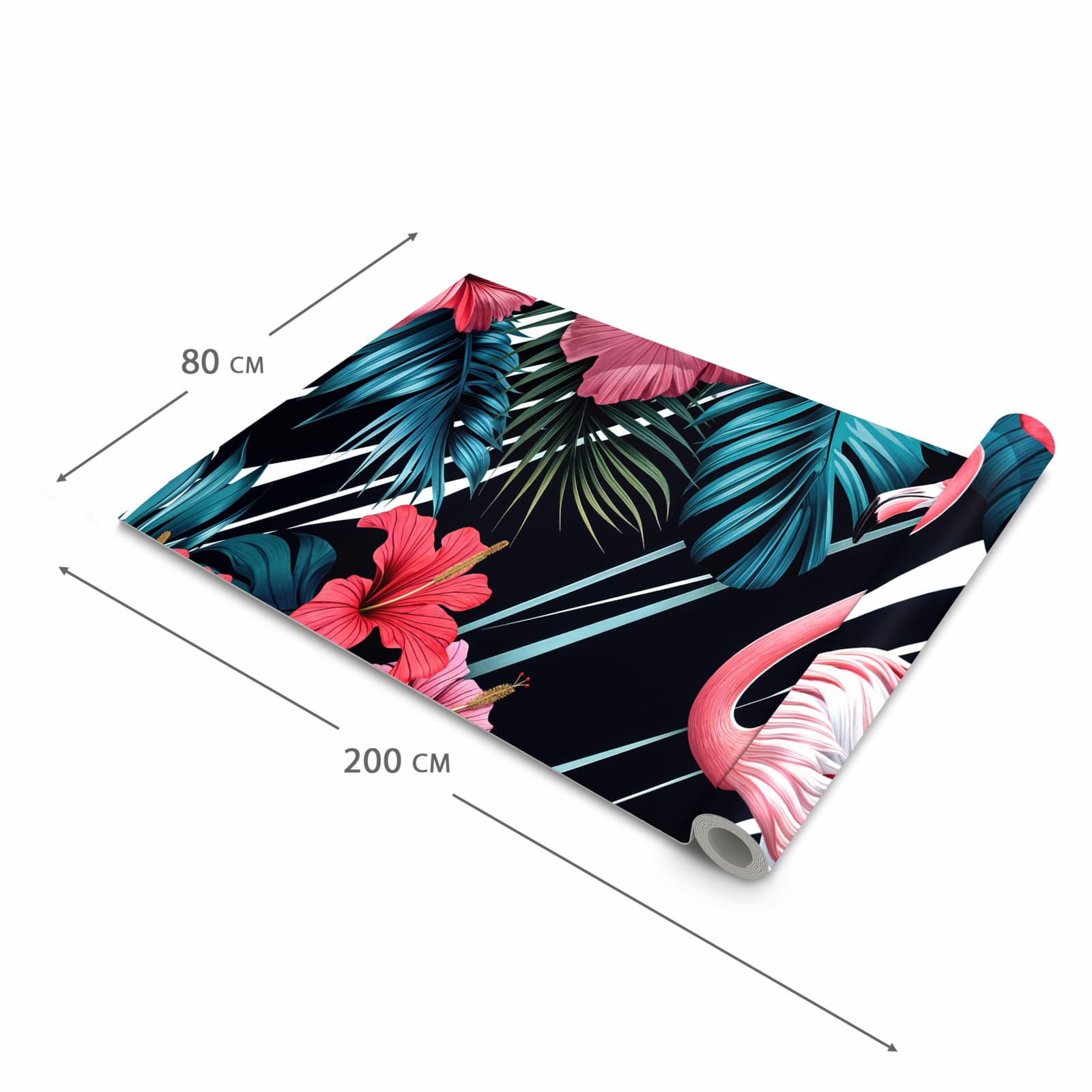 Fleckenresistenter großer Küchenteppich mit Motiv Flamingo Paradise in der Größe 60x240 cm