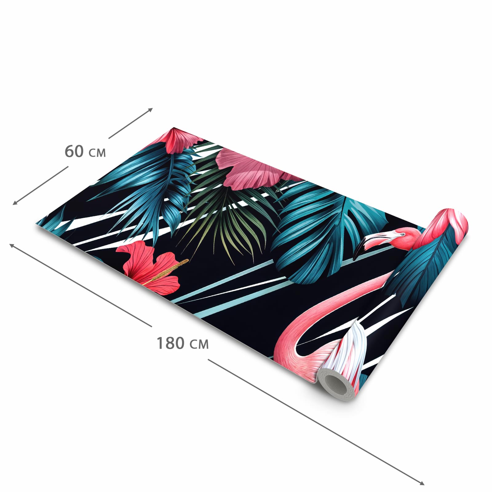 Geräuschdämpfender Küchenteppich mit Motiv Flamingo Paradise in der Größe 60x240 cm