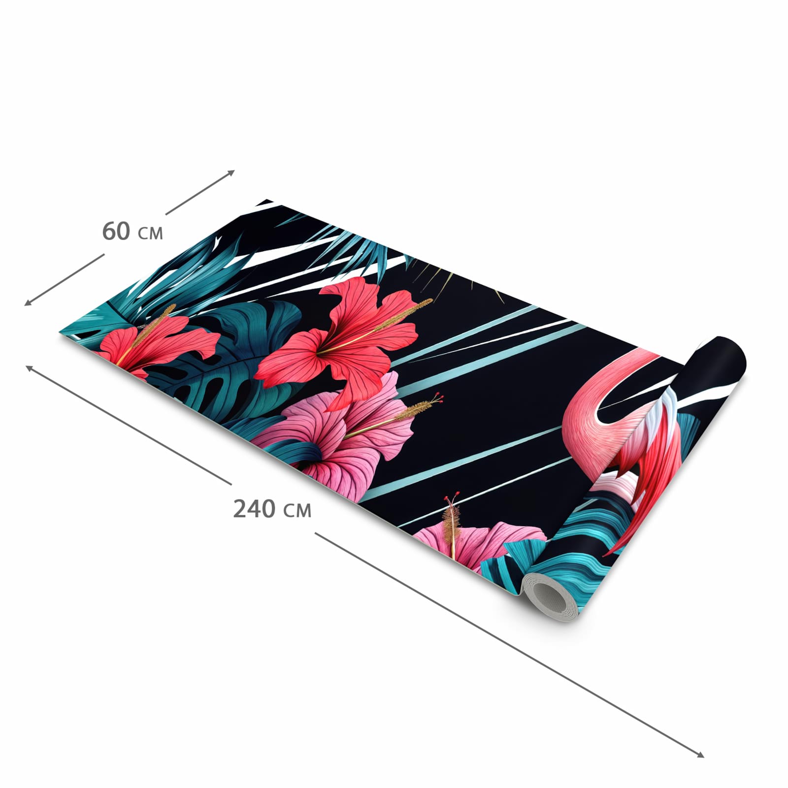 Abriebfester rutschfester Küchenteppich mit Motiv Flamingo Paradise in der Grösse 60x240 cm