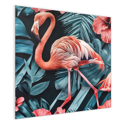 Magnettafel mit dem Motiv Flamingo und Hibiskus