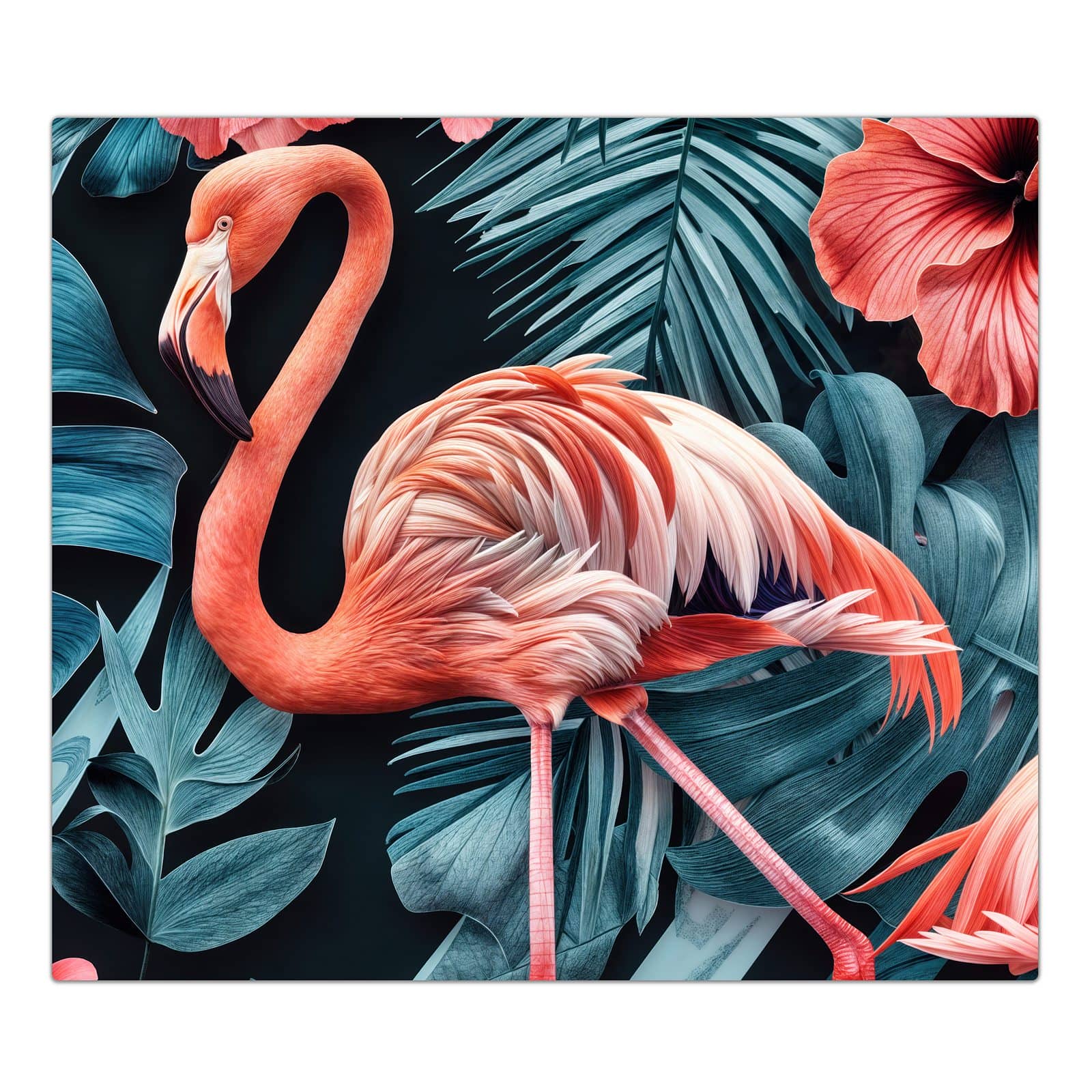 1-teilige Abdeckung für Herdplatten mit Flamingos und Blumen-Motiv in der Frontansicht #grösse_1-Teilig (60x52cm)