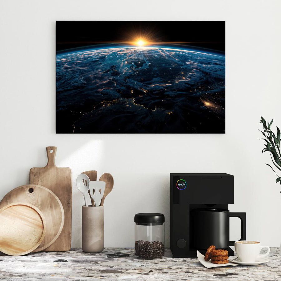 Maße Metall Magnettafel - Erde mit Stadtlichtern