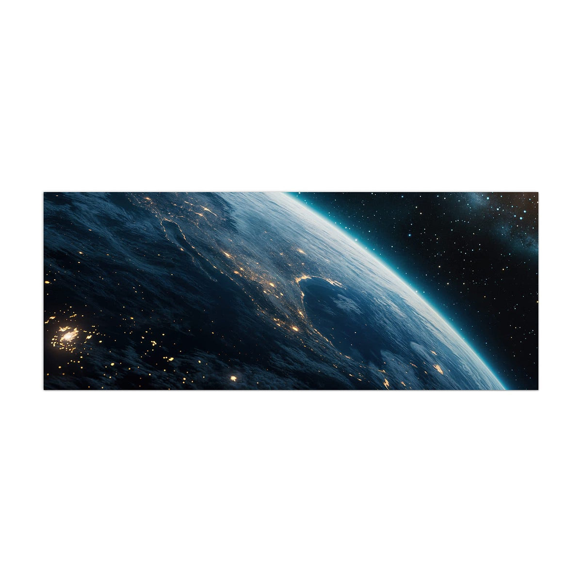 Küchenrückwand aus Glas Erdrand im Sternenlicht im Hochformat, Motiv bildfüllend von vorn