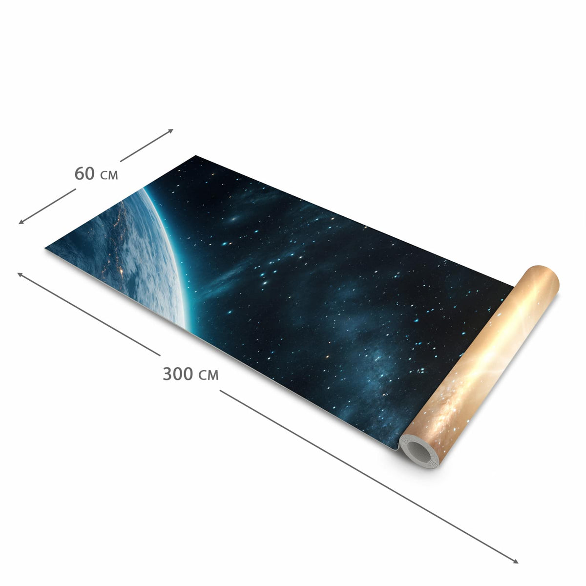 Feuchtigkeitsresistenter Küchenläufer mit Motiv Planet im Universum in der Größe 60x180 cm