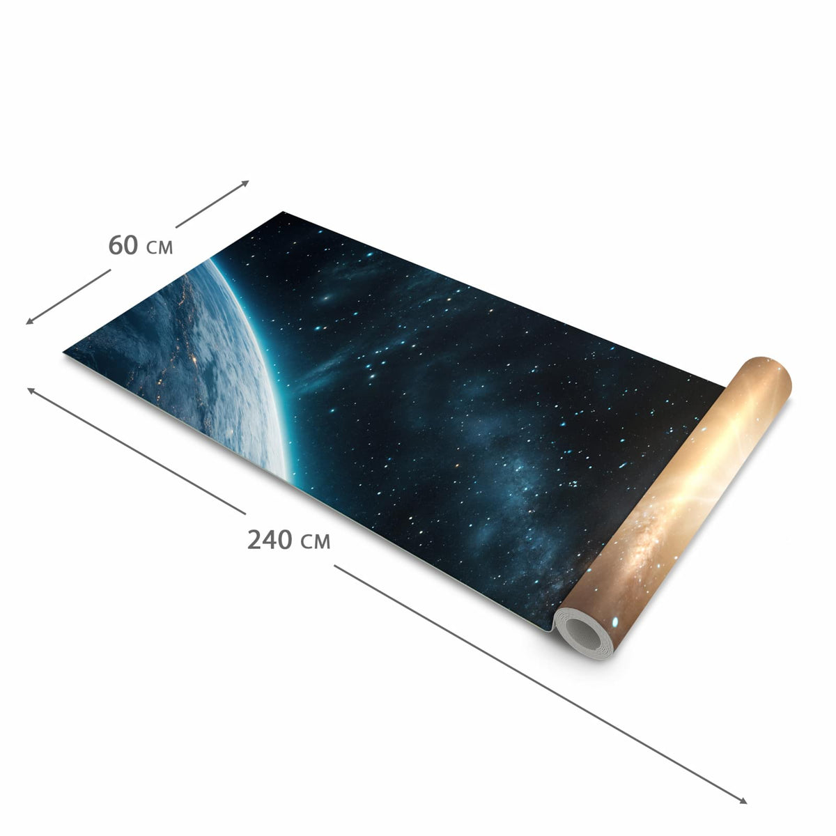 Langlebiger moderner Küchenläufer mit Motiv Planet im Universum in der Grösse 60x180 cm