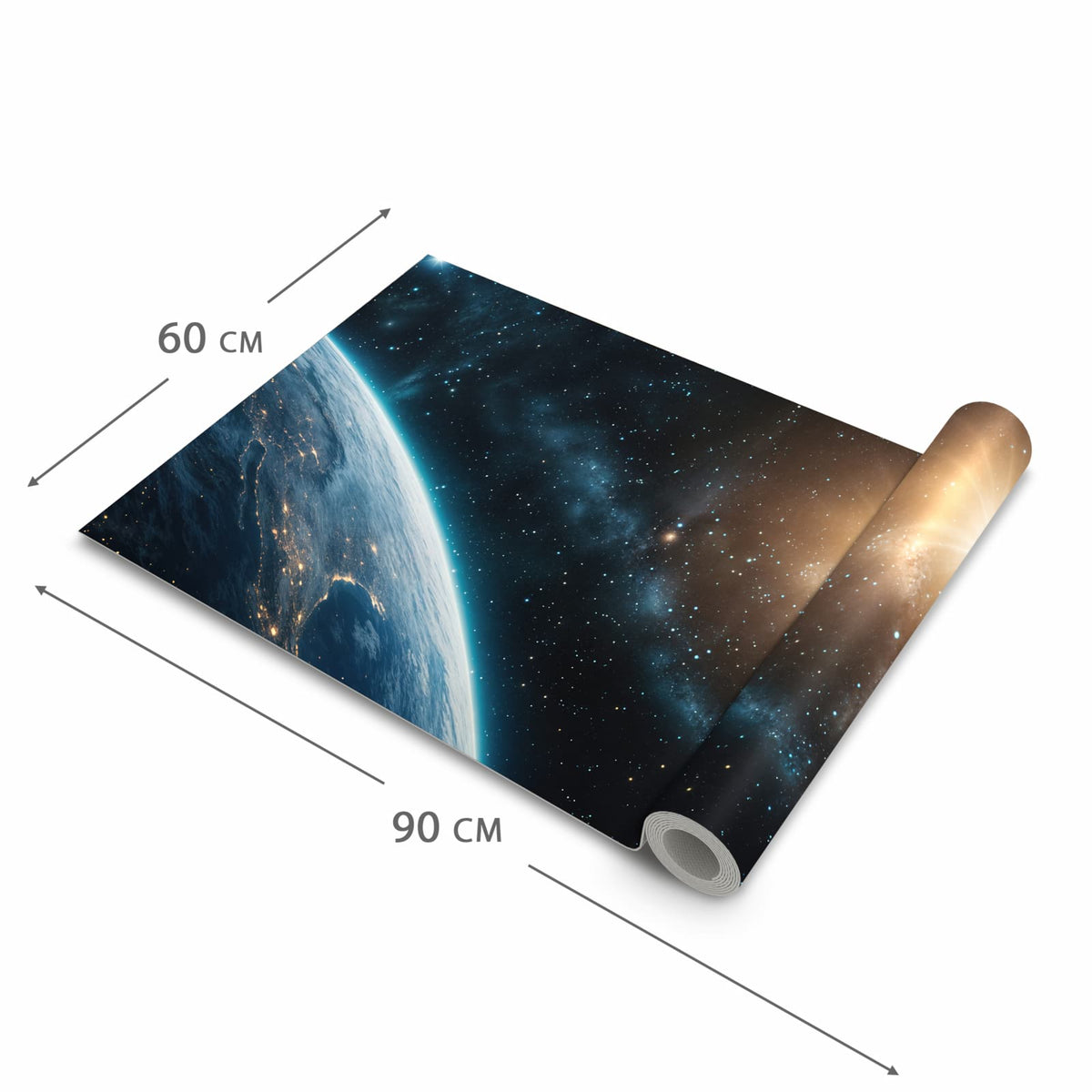 Bodenschonender moderner Küchenläufer mit Motiv Planet im Universum in der Grösse 60x180 cm