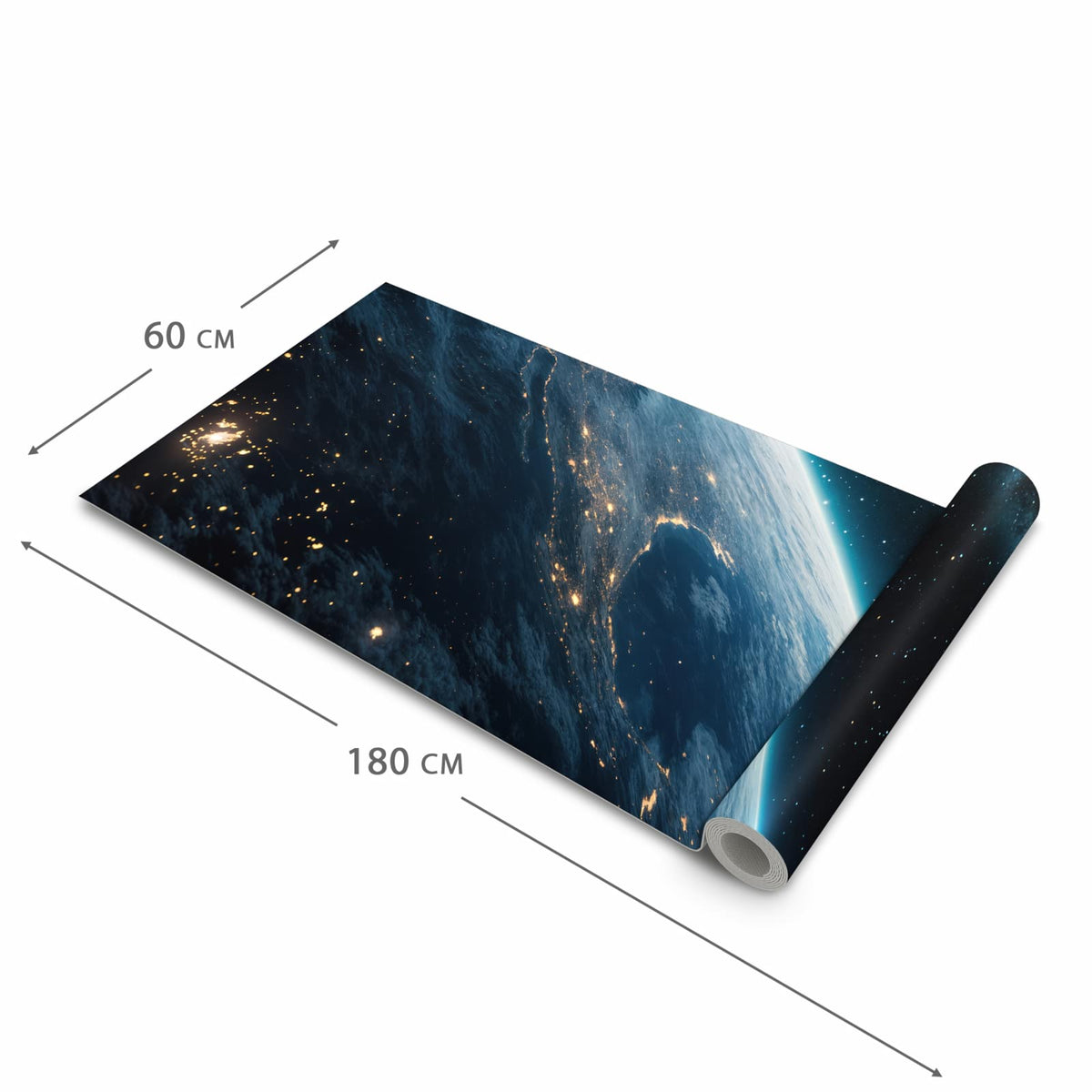 Waschbarer rutschfester Küchenläufer mit Motiv Planet im Universum in der Größe 60x180 cm