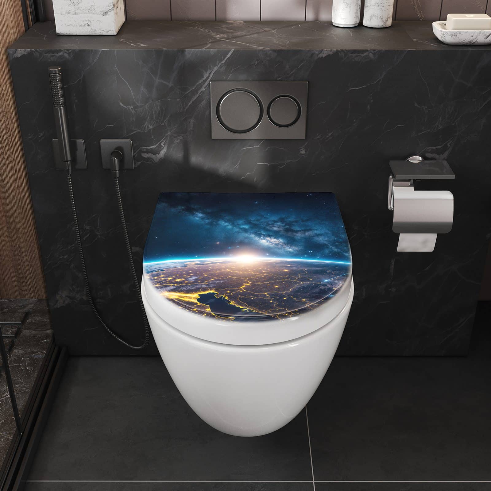 WC-Sitz mit Absenkautomatik Sonnenaufgang mit Erde