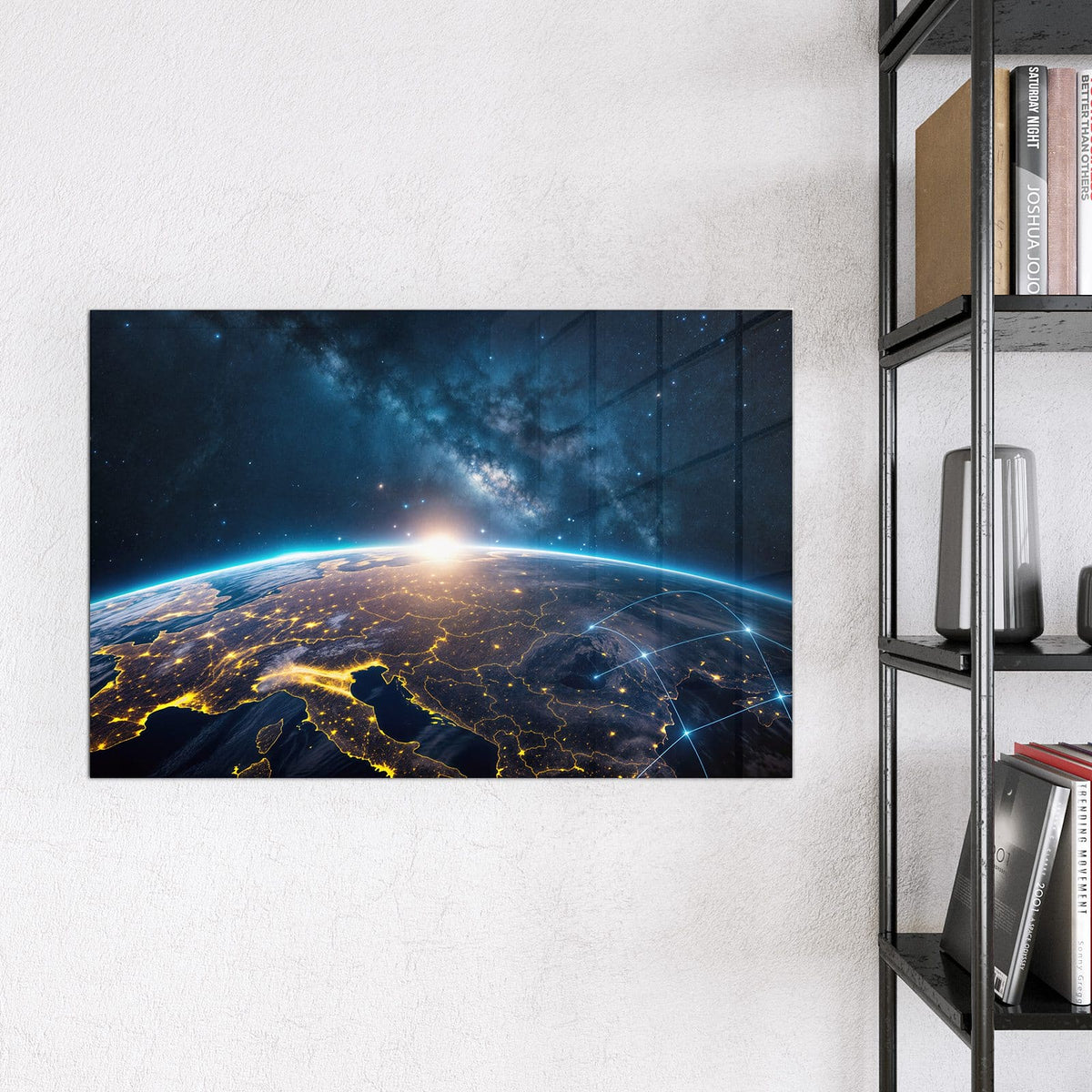 Magnettafel - Vernetzte Erde – Vernetzte Erde mit Lichtlinien