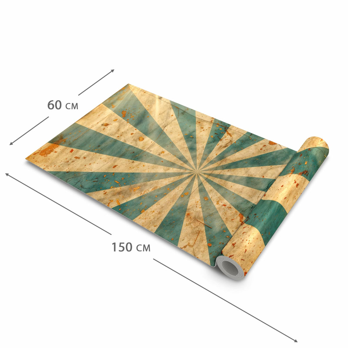 Langlebiger Läufer Eingangsbereich mit Motiv Retro Sonnenstrahlen in der Grösse 60x150 cm