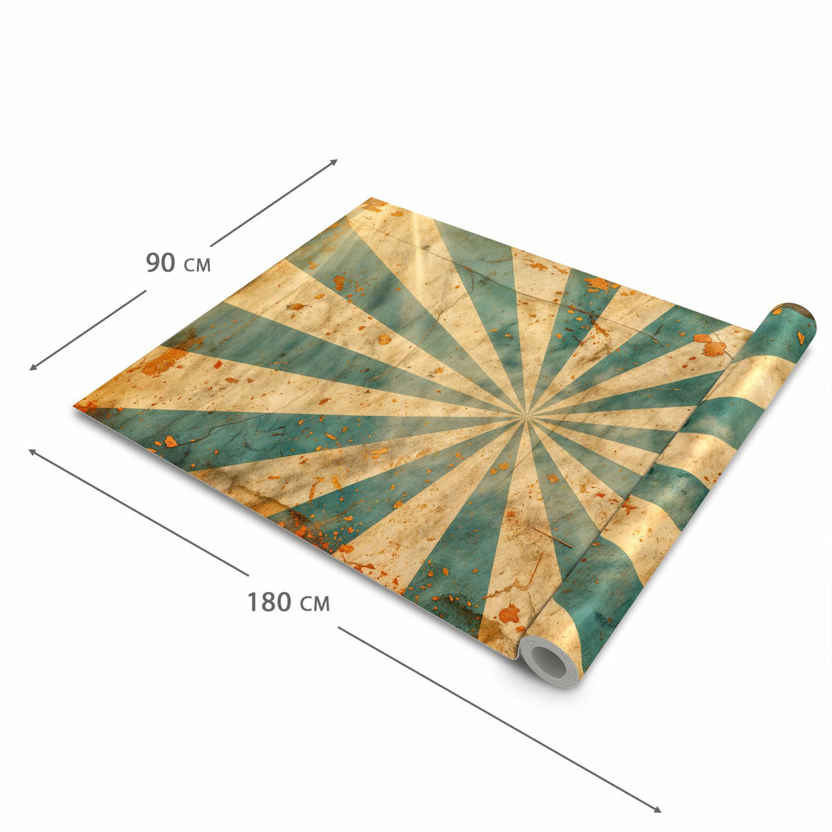 Geräuschdämpfender Küchenteppich mit Motiv Retro Sonnenstrahlen in der Grösse 60x150 cm