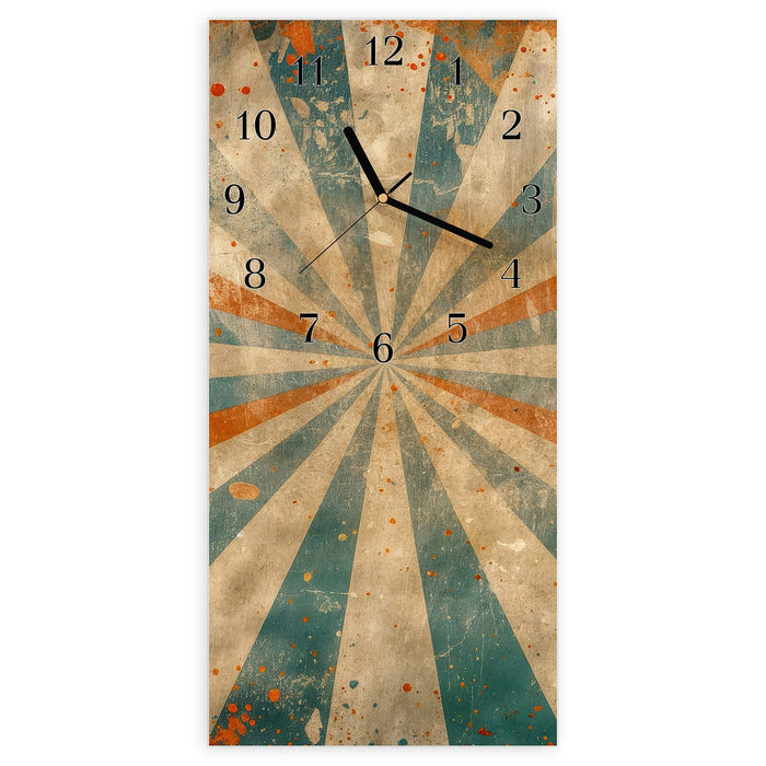 Wanduhr Retro Strahlen Design aus Glas – Hochformat 30 × 60 cm mit Ziffernblatt Klassisch