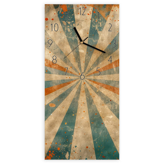 Wanduhr Retro Strahlen Design aus Glas – Hochformat 30 × 60 cm mit Ziffernblatt Elegant
