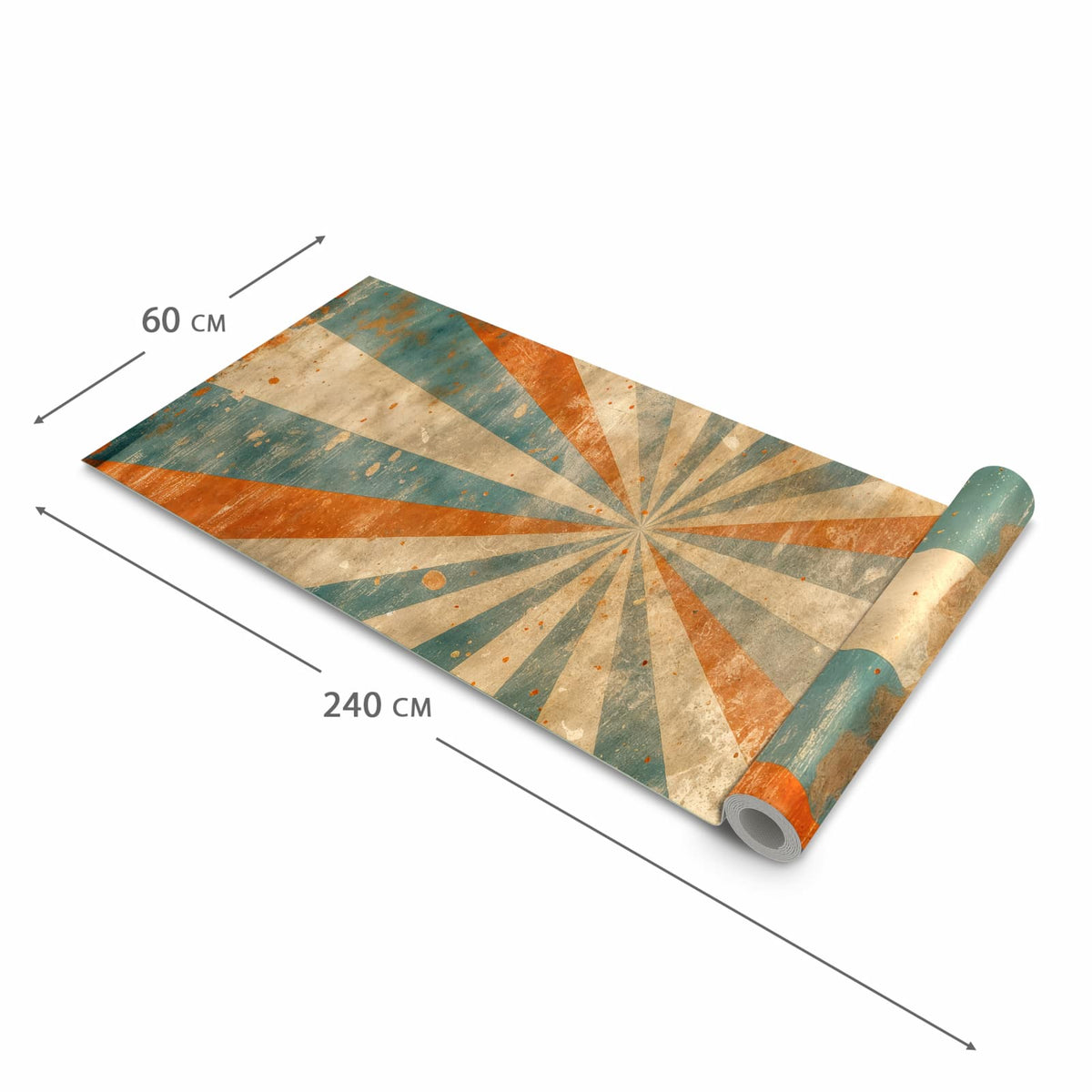 Geruchsneutraler Küchenläufer mit Motiv Retro Strahlen Design in der Grösse 60x120 cm
