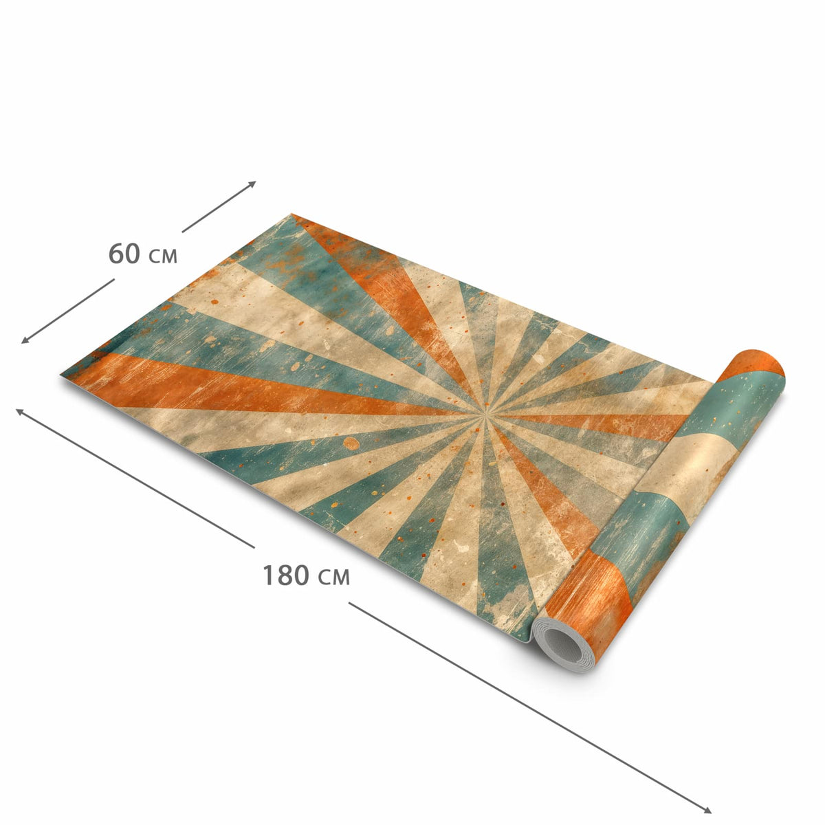Schmutzabweisender Läufer für die Küche mit Motiv Retro Strahlen Design in der Grösse 60x120 cm