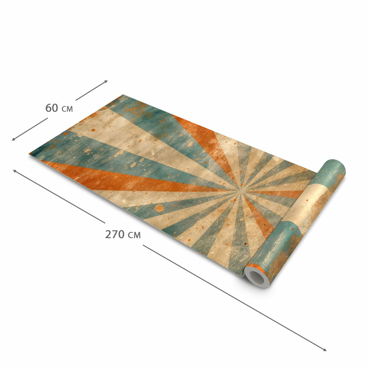Langlebiger Küchenläufer mit Motiv Retro Strahlen Design in der Grösse 60x150 cm