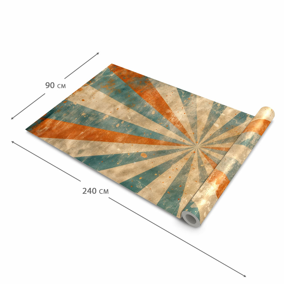 Strapazierfähiger waschbarer Küchenläufer mit Motiv Retro Strahlen Design in der Grösse 60x150 cm