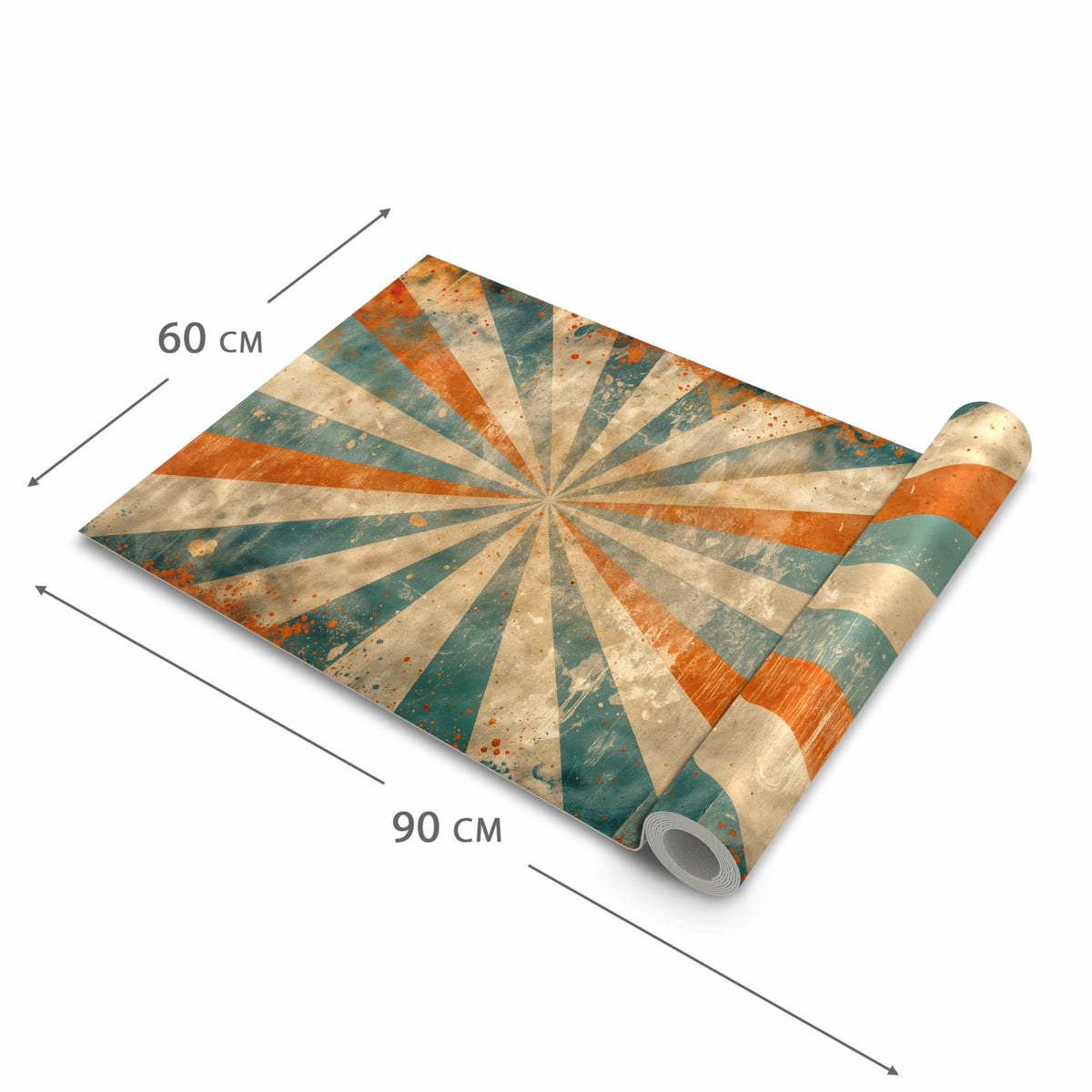 Pflegeleichter Küchenvorleger mit Motiv Retro Strahlen Design in der Größe 60x150 cm