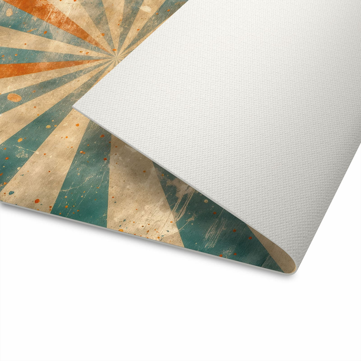 Geräuschdämpfender dünner Teppich mit Motiv Retro Strahlen Design waschbar in der Unterseite