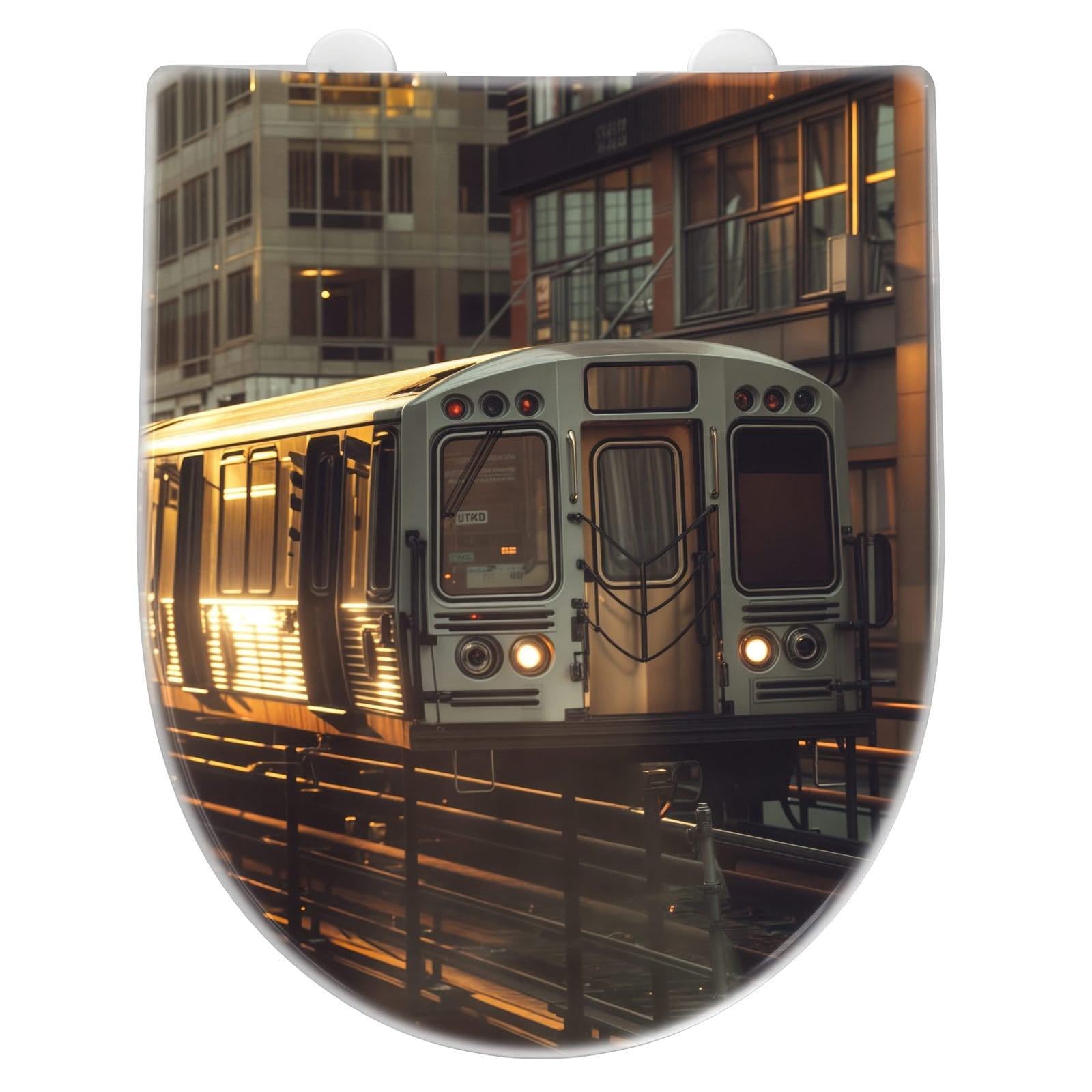 WC-Sitz mit Absenkautomatik Stadtzug Sonnenuntergang