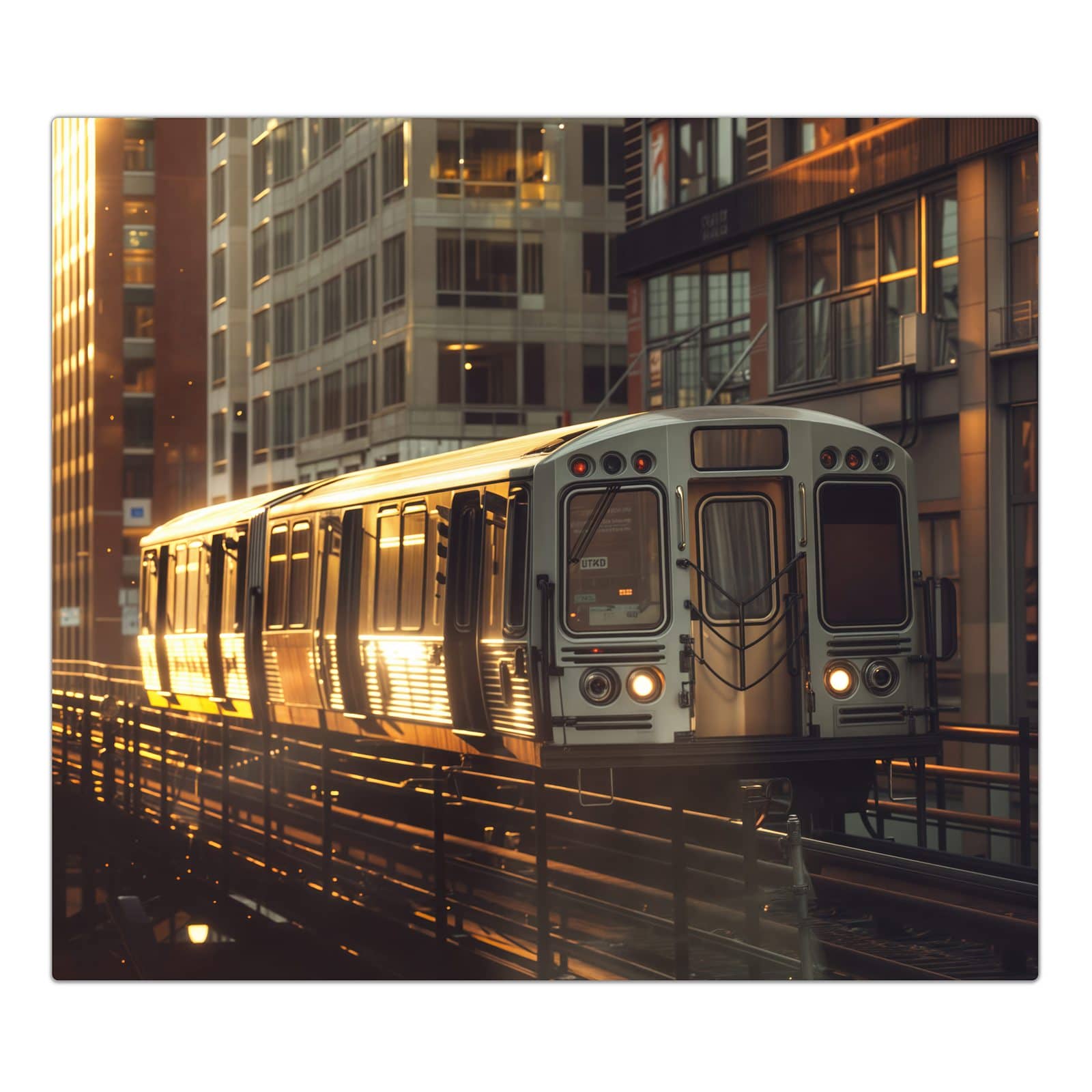 1-teilige Herdabdeckplatten aus Glas mit Stadtzug Sonnenuntergang-Motiv in der Frontansicht #grösse_1-Teilig (60x52cm)