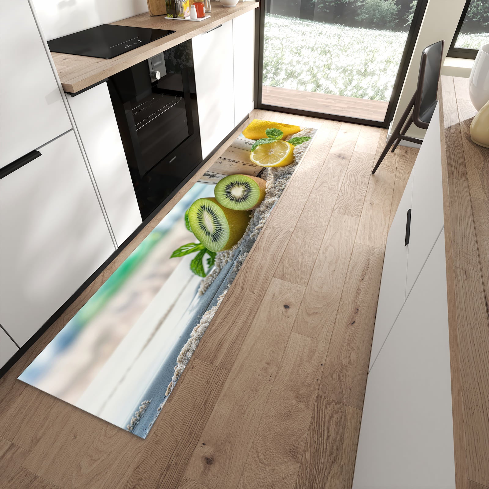 UV-beständiger waschbarer Teppich für Esstisch mit Motiv Eis von Sommerliches in moderner Küche