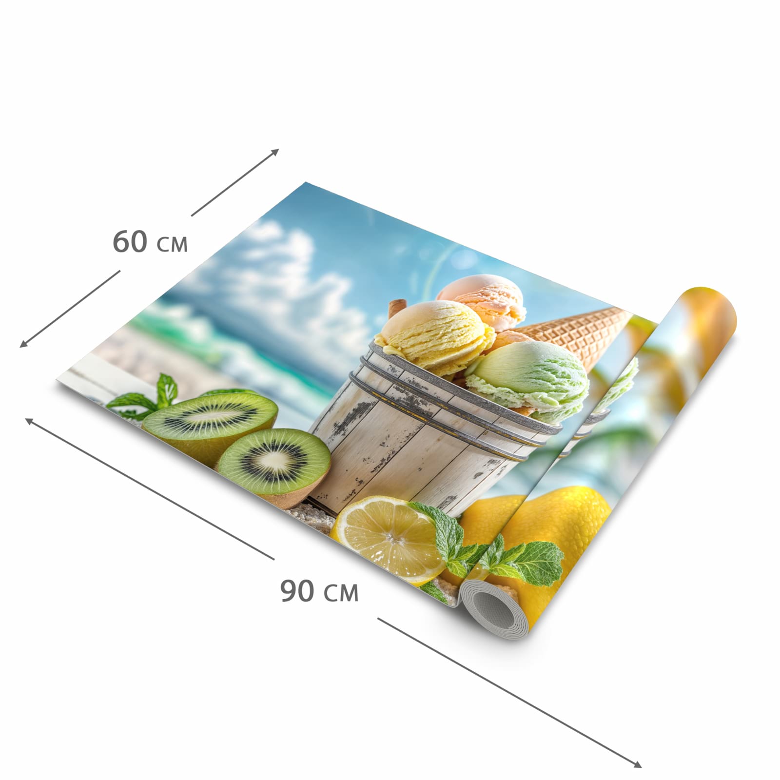 Waschbarer Küchenläufer nach Maß mit Motiv Eis von Sommerliches in der Größe 60x270 cm