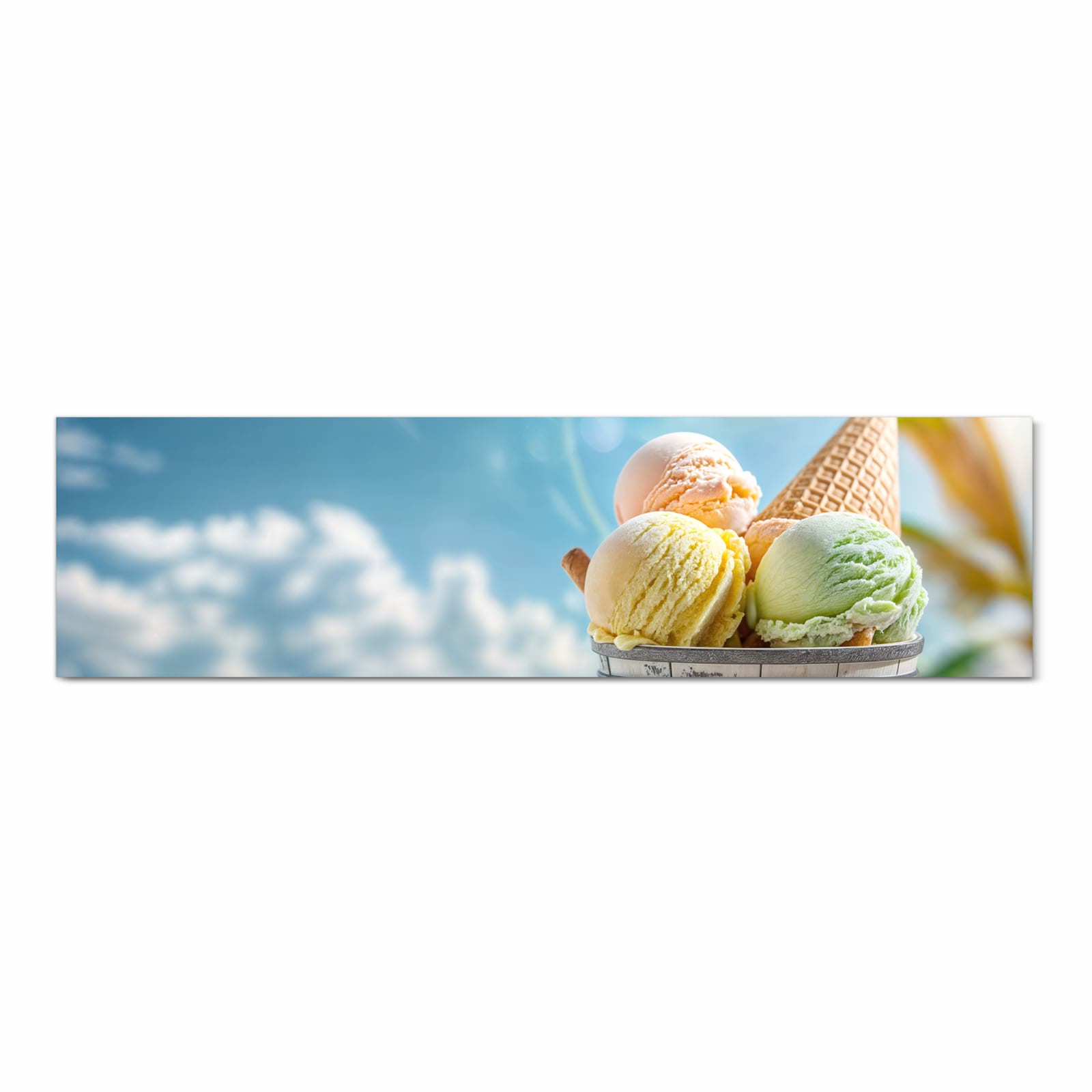 Waschbarer Küchenläufer mit Motiv Eis von Sommerliches in Frontansicht für angenehme Haptik