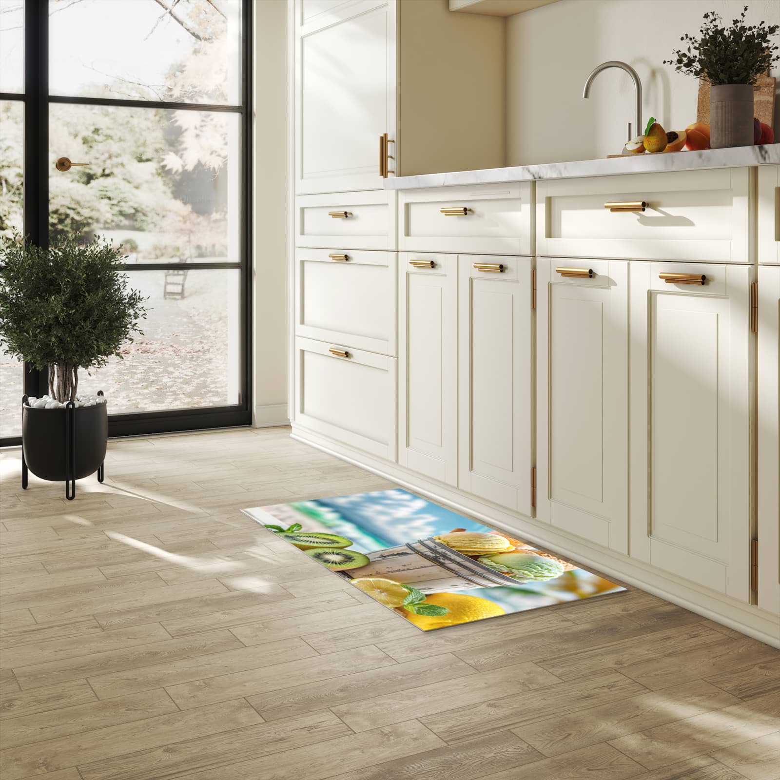 Geruchsneutraler rutschfester Läufer mit Motiv Eis von Sommerliches in heller Küche