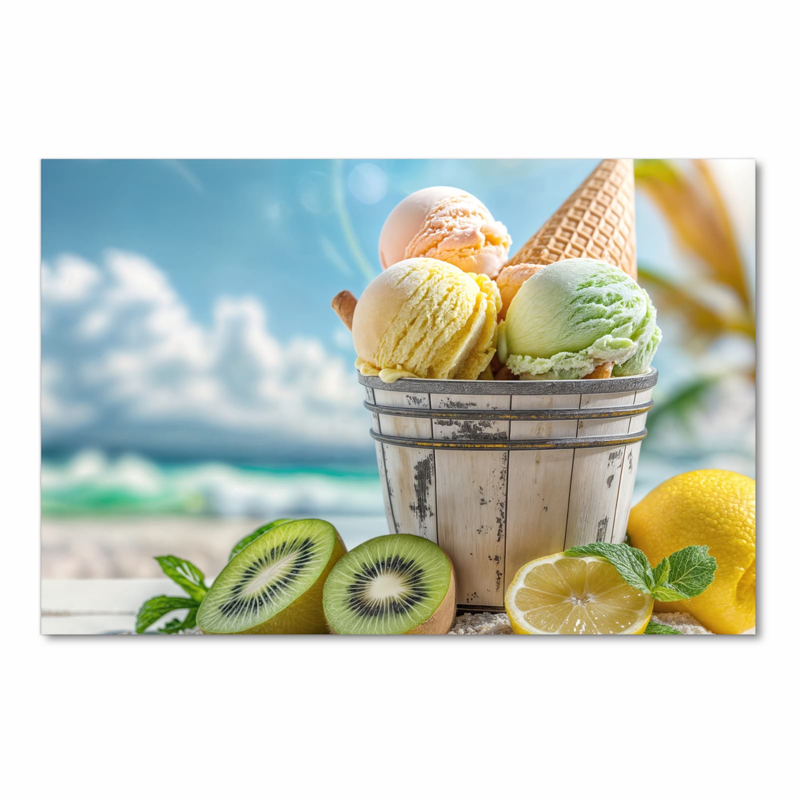 Komfortabler waschbarer Küchenteppich mit Motiv Eis von Sommerliches in Frontansicht