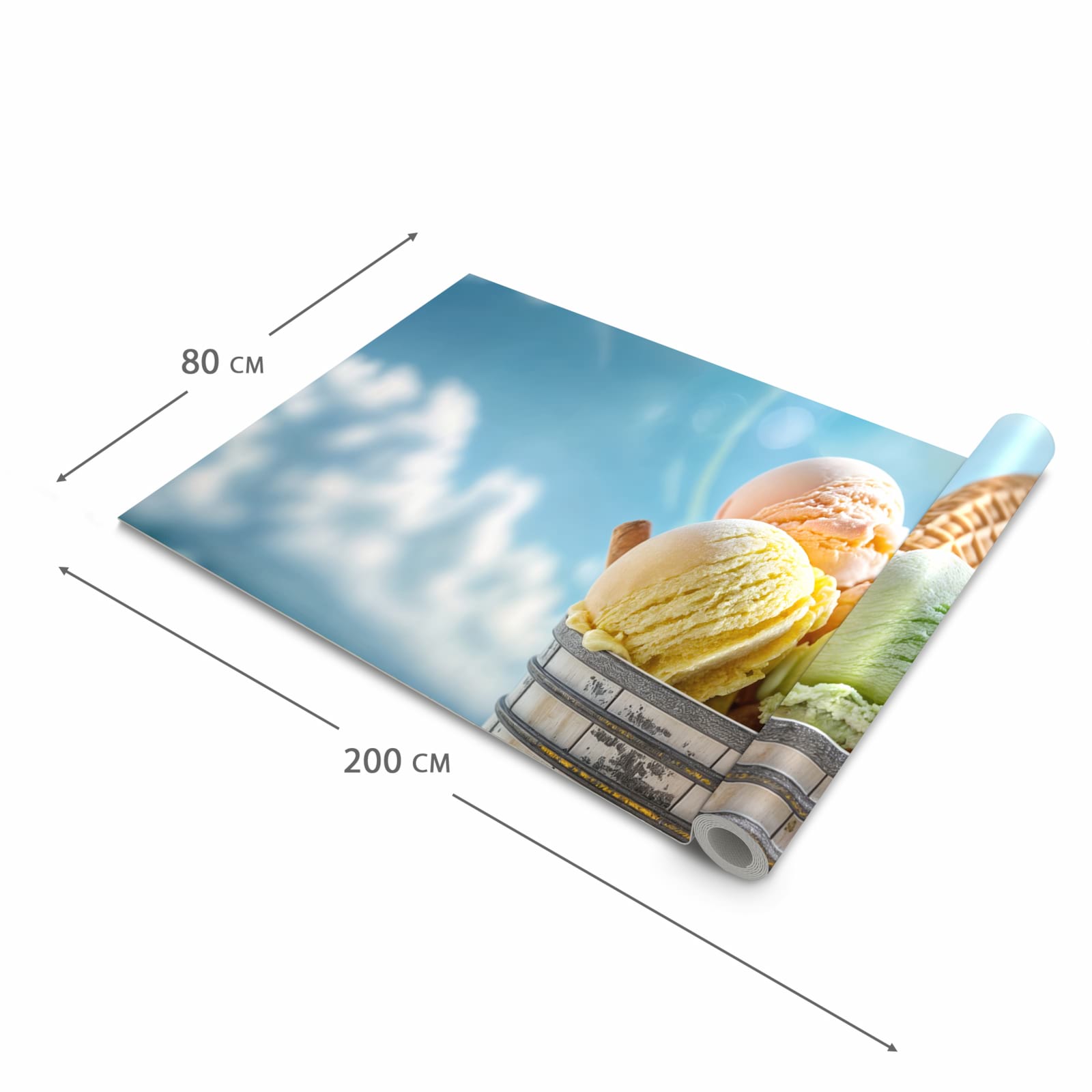 Langlebiger waschbarer Küchenläufer mit Motiv Eis von Sommerliches in der Grösse 60x270 cm