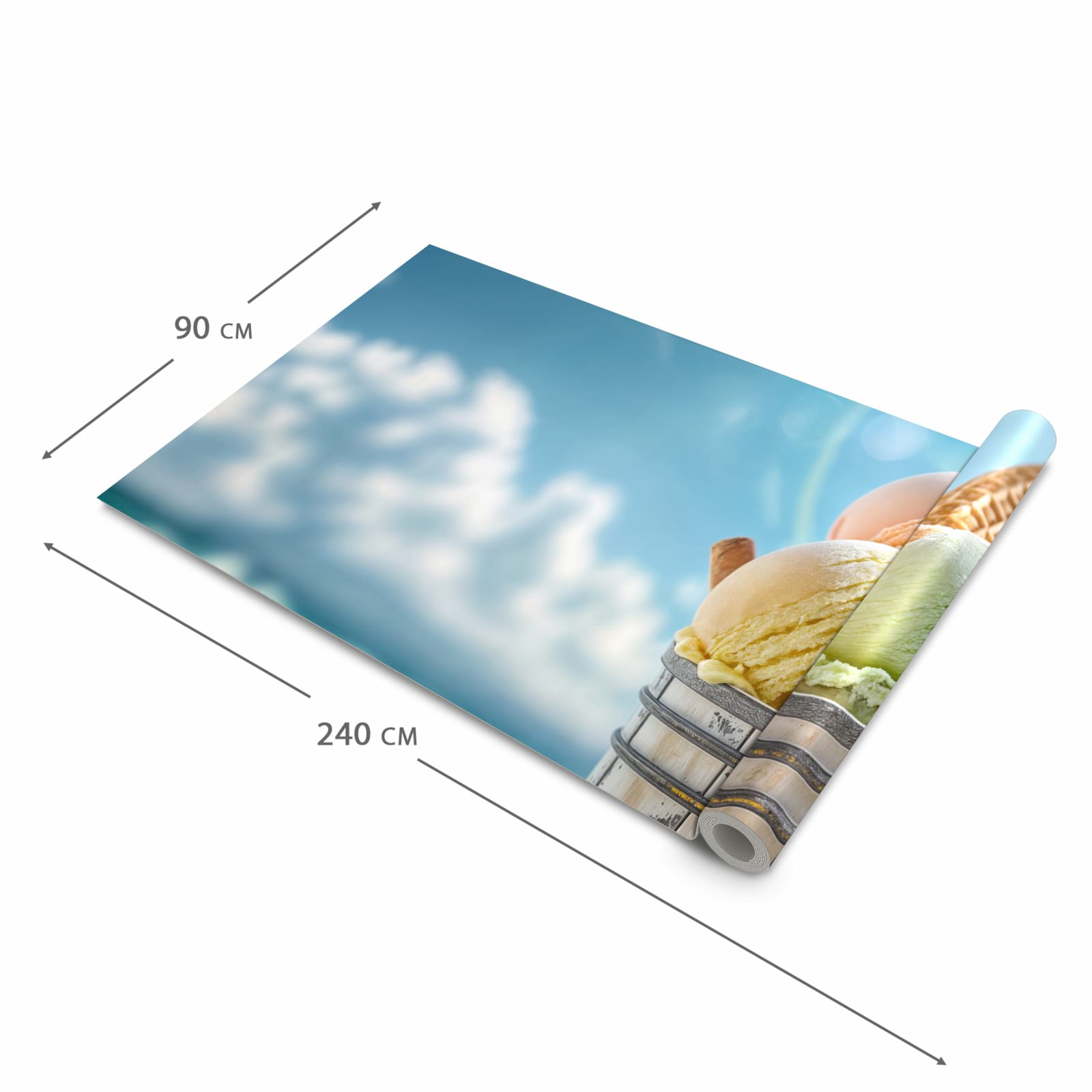 Bodenschonender Küchenteppich mit Motiv Eis von Sommerliches in der Grösse 60x270 cm