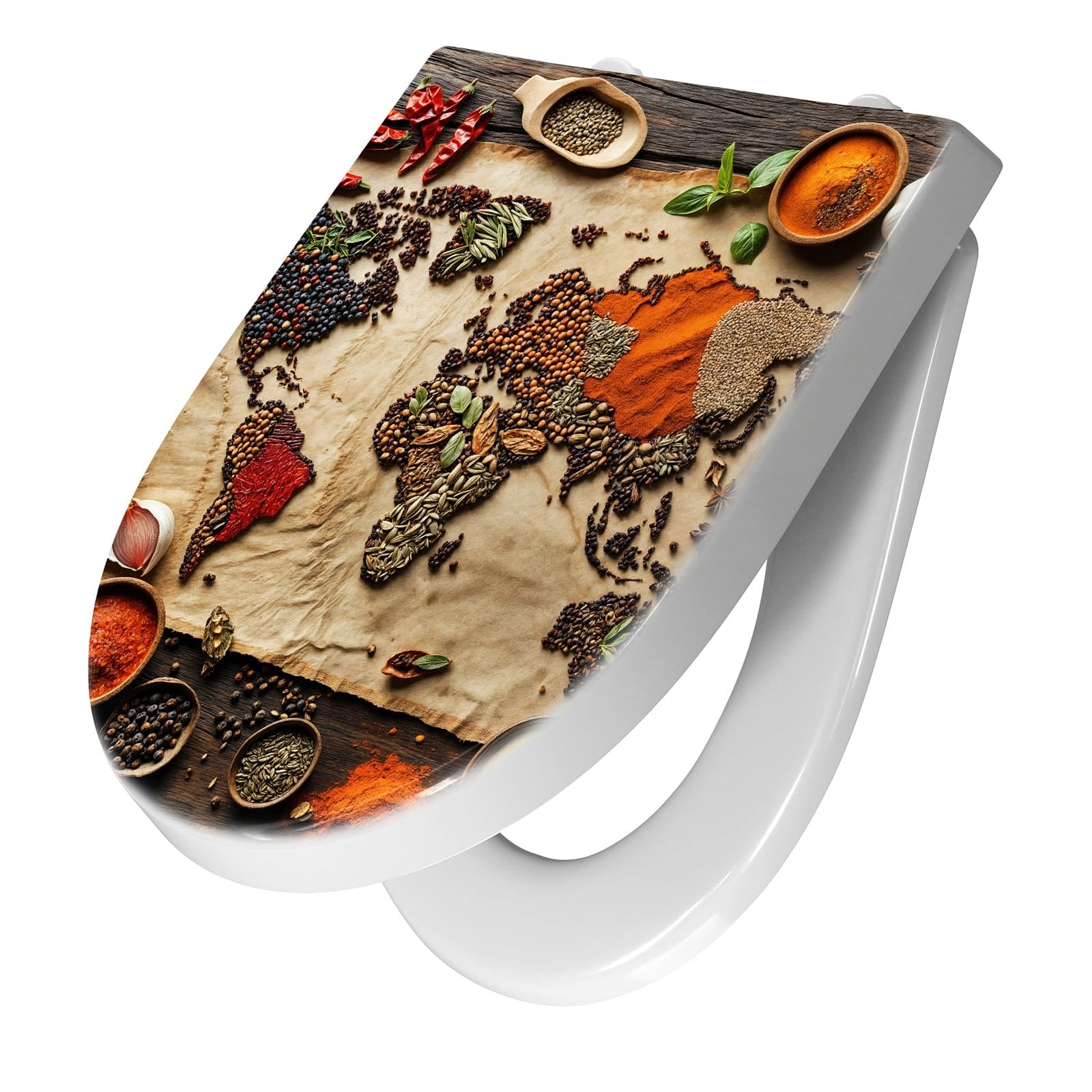 WC-Sitz mit Absenkautomatik Weltkarte Vintage