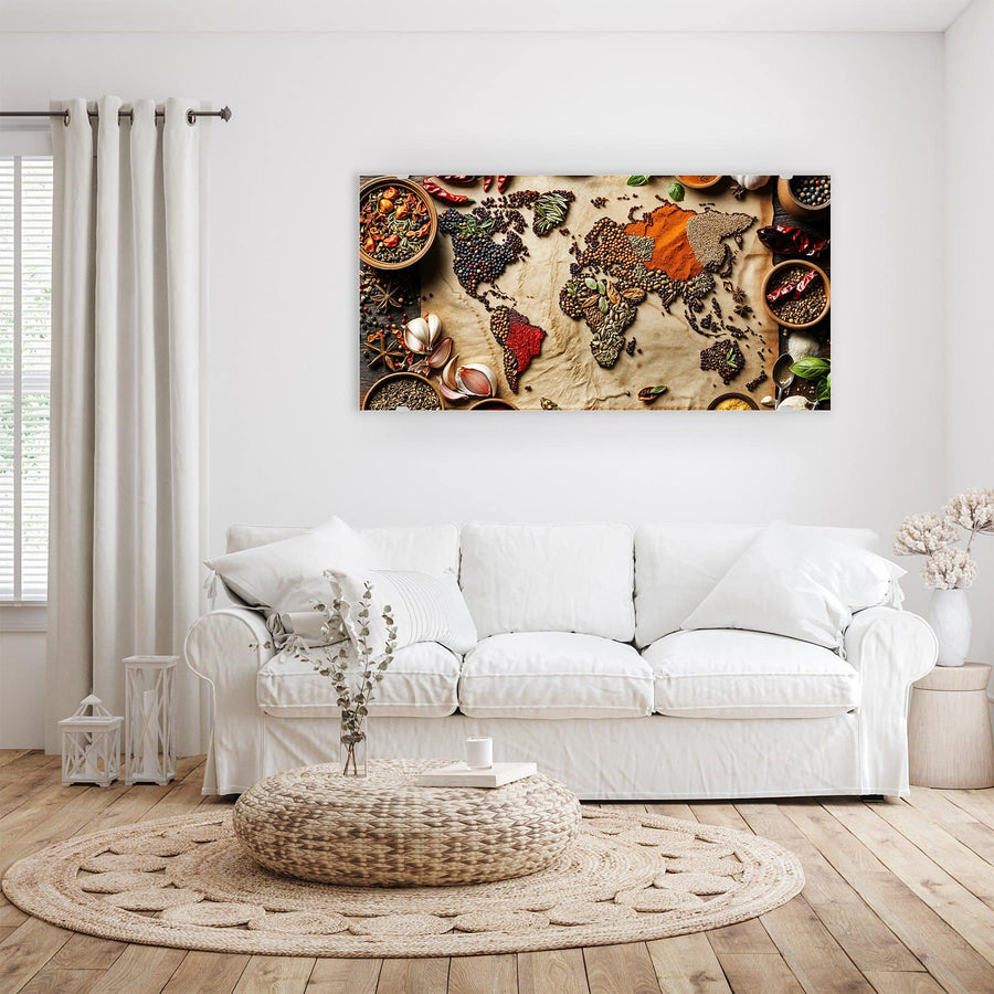Maße Wandbild - Weltkarte aus Gewürzen - Querformat